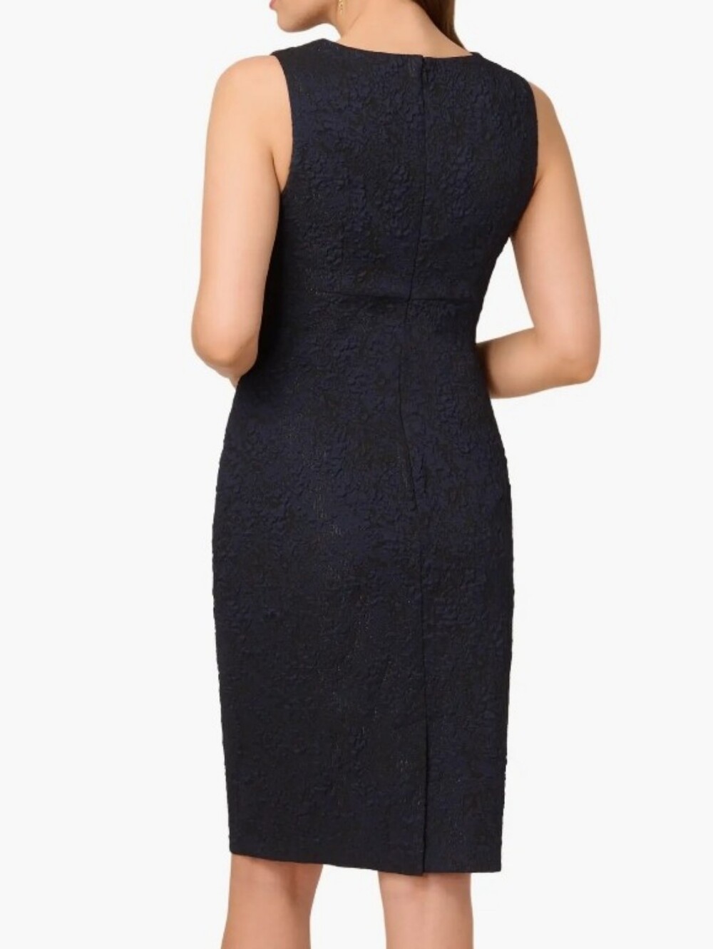 Adrianna Papell Dark Blue Brocade Sheath Dress - Picture 12 of 15